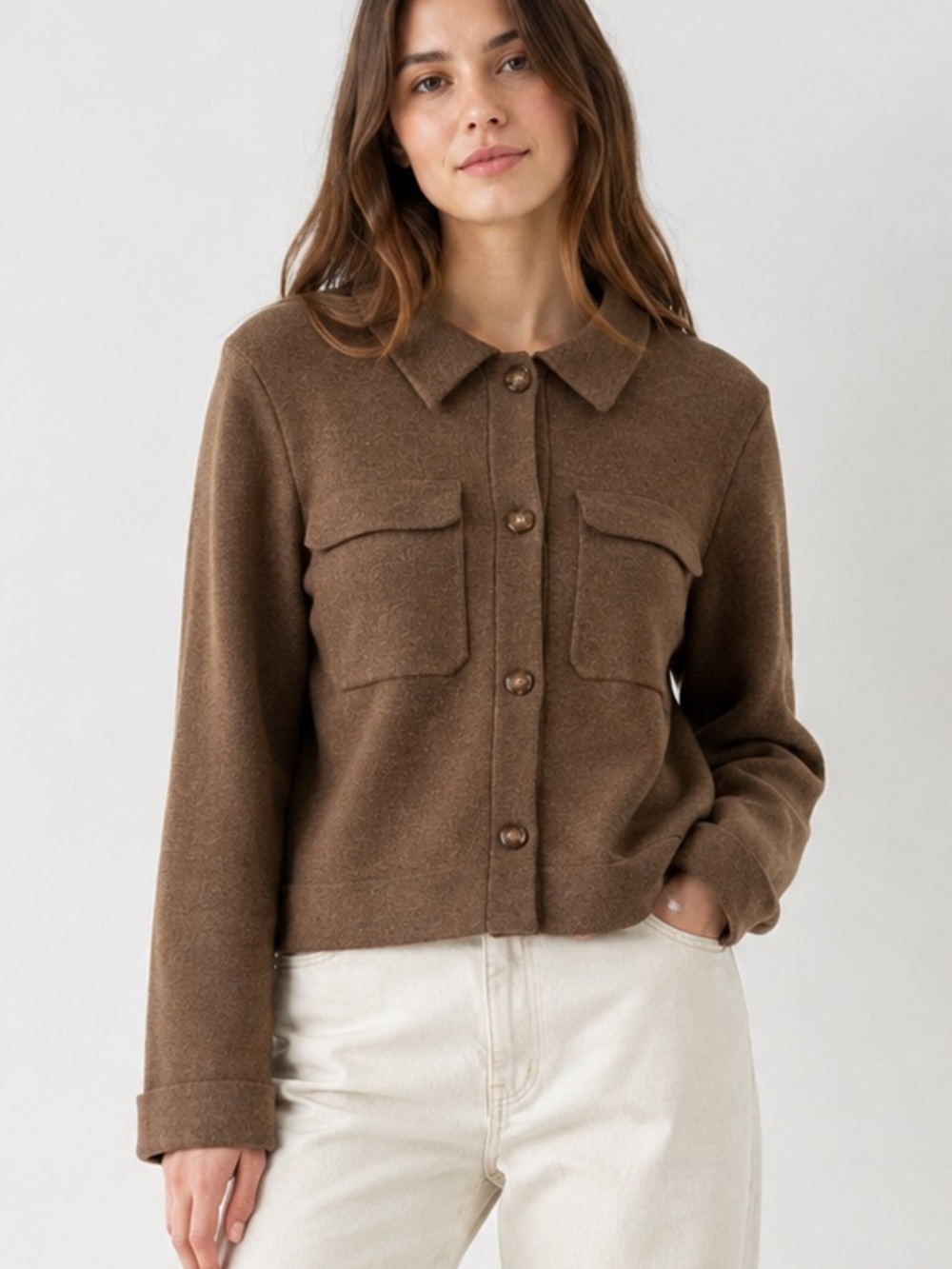 Arach & Cloz Wool Blend Button Front Knit Cardigan L  Brown Women’s Large